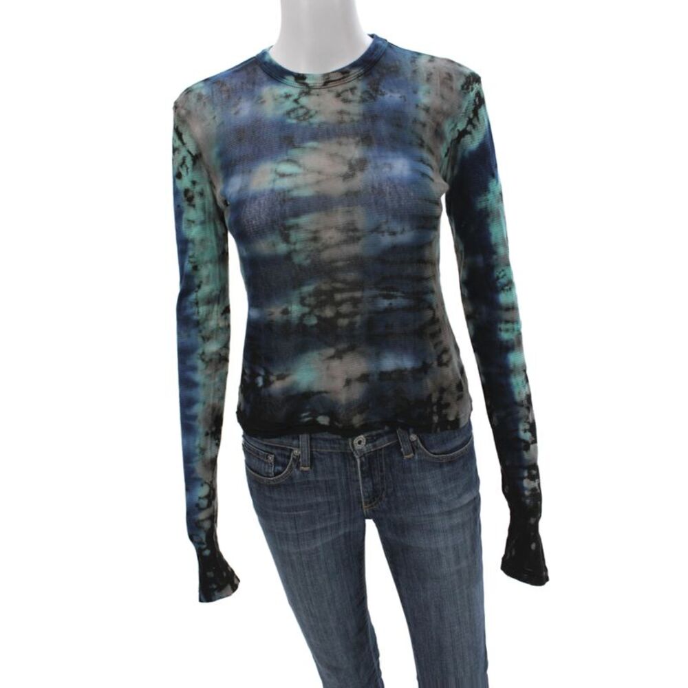 Cotton Citizen Womens Tie Dye Crew Neck Long Sleeve T-Shirt 100% Cotton Size XS